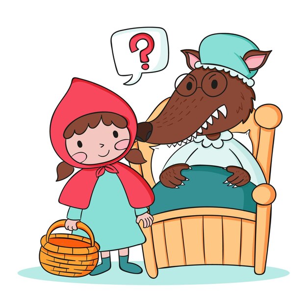 Dibujado a mano ilustración de caperucita roja