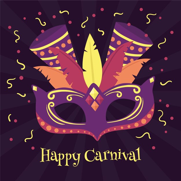 Dibujado a mano ilustración de carnaval con máscara festiva