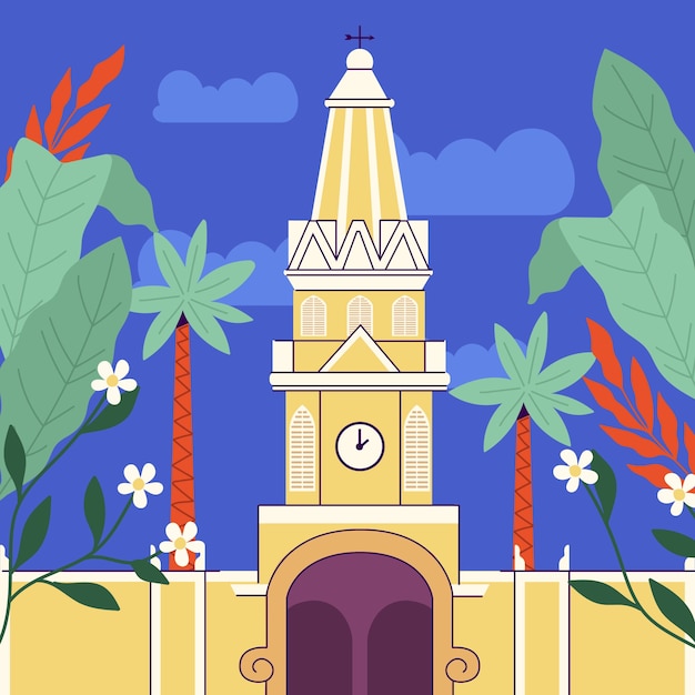 Vector gratuito dibujado a mano ilustración cartagena medellín