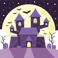 Vector gratuito dibujado a mano ilustración de casa de halloween plana