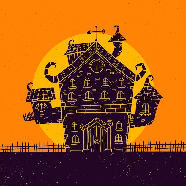 Vector gratuito dibujado a mano ilustración de casa de halloween