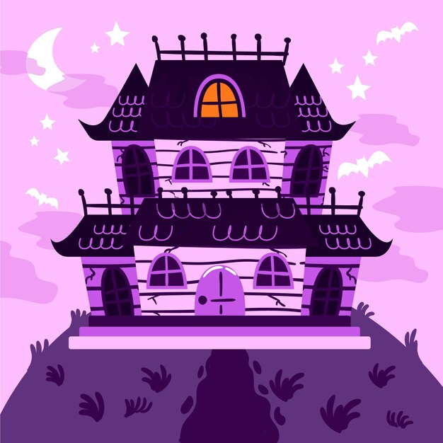 Dibujado a mano ilustración de casa de halloween