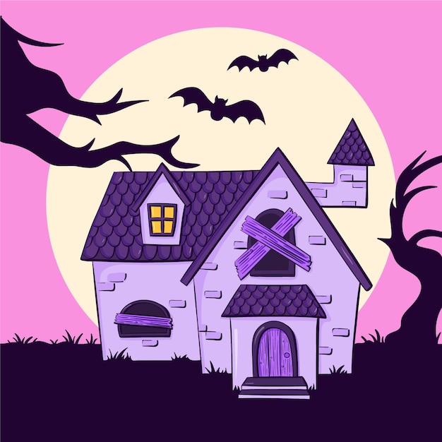 Vector gratuito dibujado a mano ilustración de casa de halloween