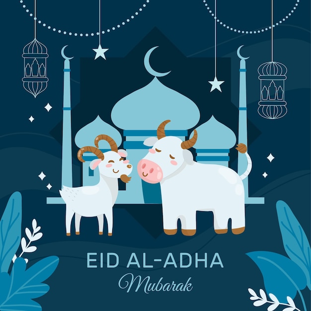 Dibujado a mano ilustración de celebración de eid al-adha