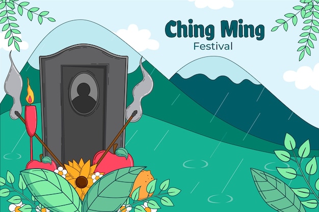 Vector gratuito dibujado a mano ilustración de celebración del festival de ching ming