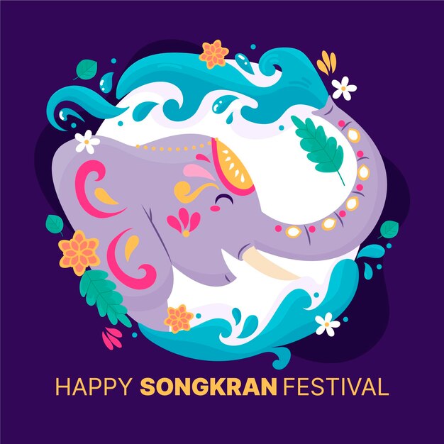 Dibujado a mano ilustración de celebración de songkran