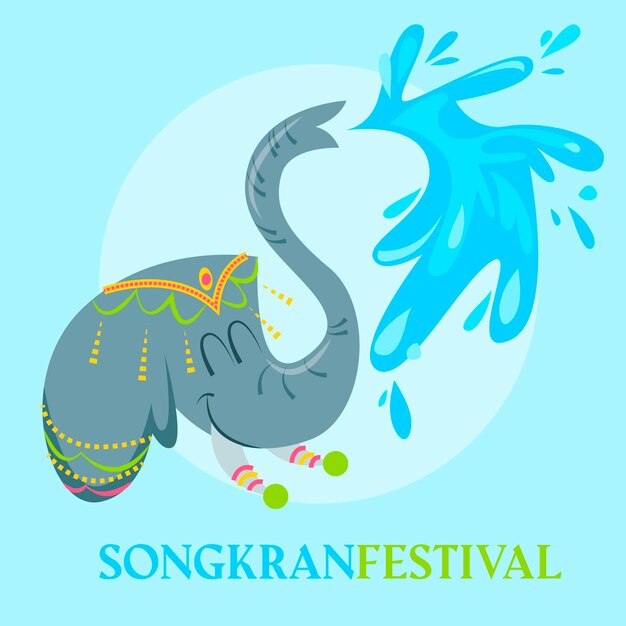 Dibujado a mano ilustración de celebración de songkran