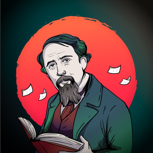 Dibujado a mano ilustración de charles dickens