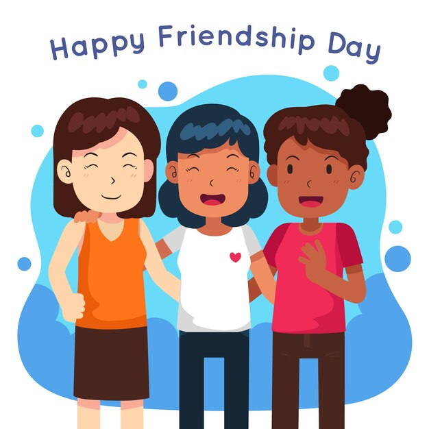 Dibujado a mano ilustración de chicas sonrientes del día de la amistad
