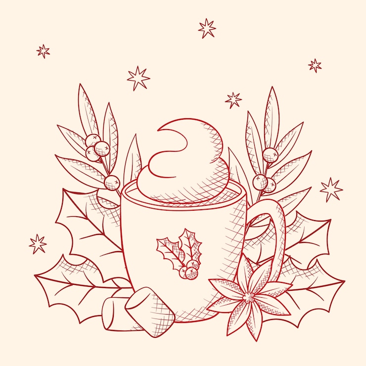 Vector gratuito dibujado a mano ilustración de chocolate caliente de navidad
