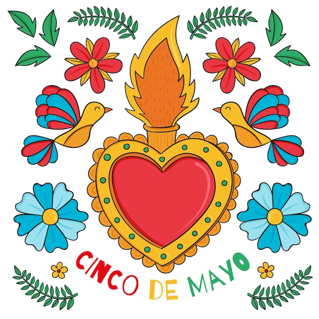 Dibujado a mano ilustración cinco de mayo