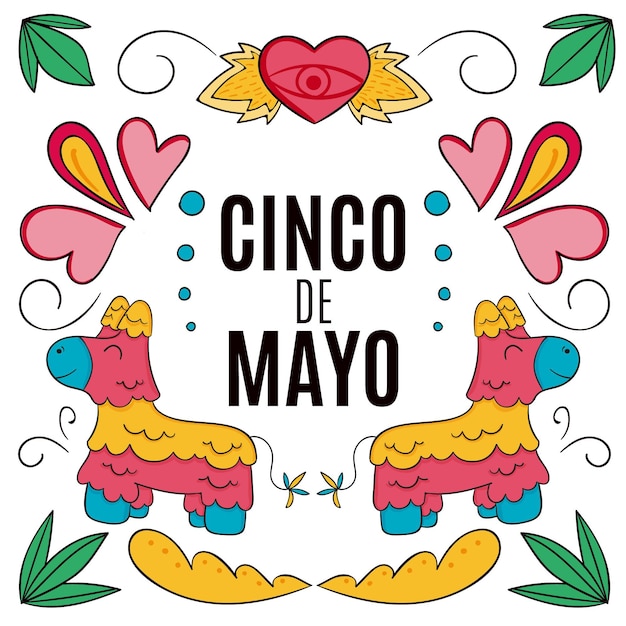 Vector gratuito dibujado a mano ilustración cinco de mayo