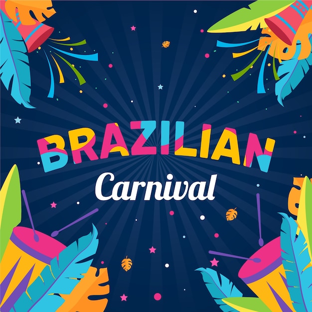 Dibujado a mano ilustración colorida del carnaval brasileño