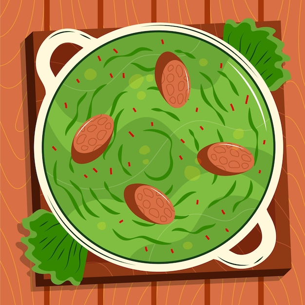 Dibujado a mano ilustración de comida caldo verde