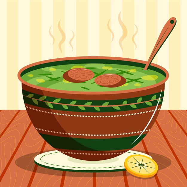 Dibujado a mano ilustración de comida caldo verde