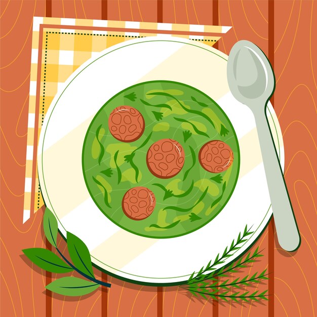 Dibujado a mano ilustración de comida caldo verde