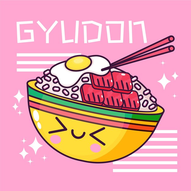 Vector gratuito dibujado a mano ilustración de comida japonesa de diseño plano