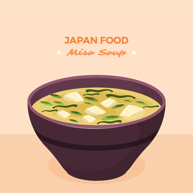 Dibujado a mano ilustración de comida japonesa de diseño plano