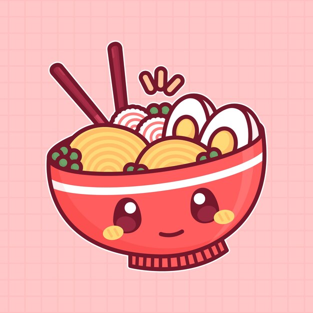 Dibujado a mano ilustración de comida japonesa de diseño plano