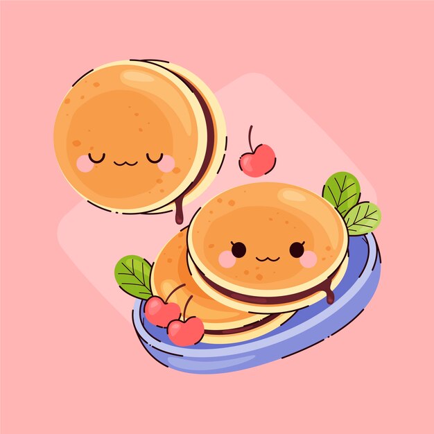 Dibujado a mano ilustración de comida japonesa de diseño plano
