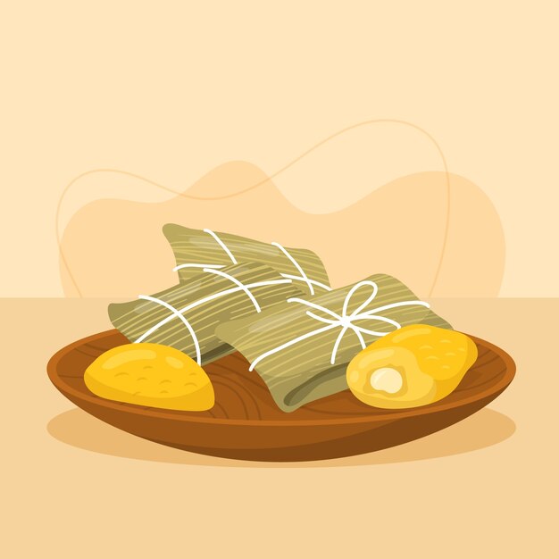 Dibujado a mano ilustración de comida pamonha