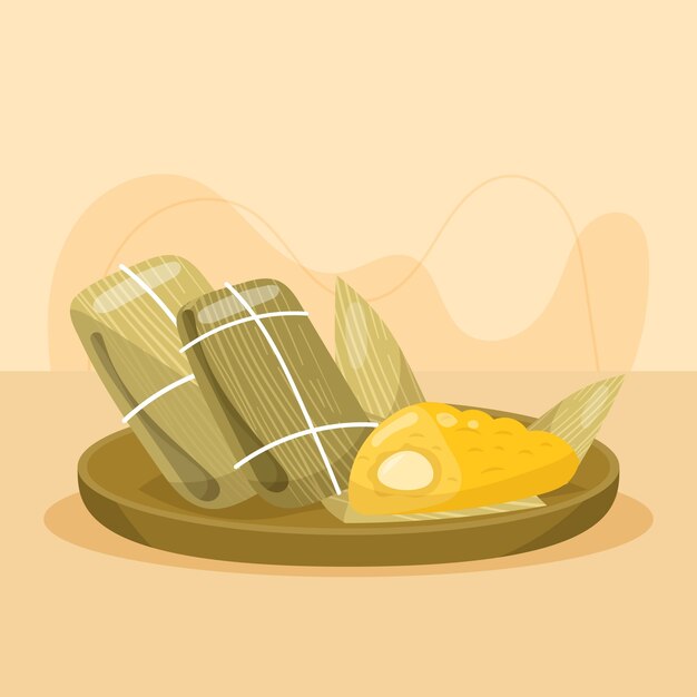 Dibujado a mano ilustración de comida pamonha