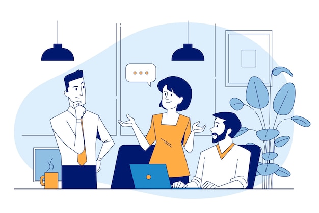 Dibujado a mano ilustración de comunicación empresarial