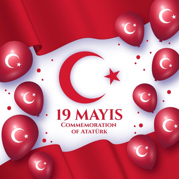 Dibujado a mano ilustración conmemorativa del día de ataturk, la juventud y el deporte
