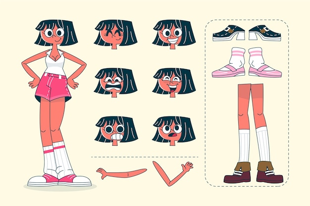 Dibujado a mano ilustración de constructor de personaje de dibujos animados retro