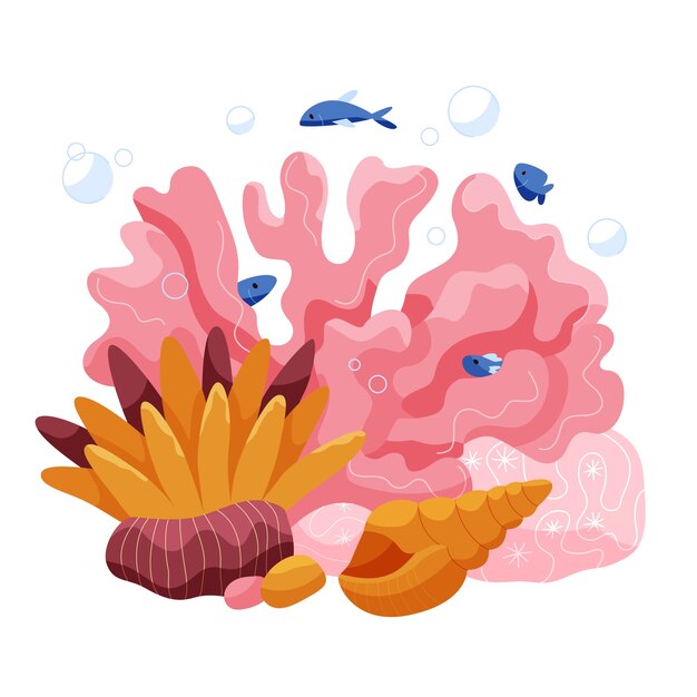 dibujado a mano ilustración de coral de dibujos animados