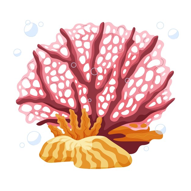dibujado a mano ilustración de coral de dibujos animados