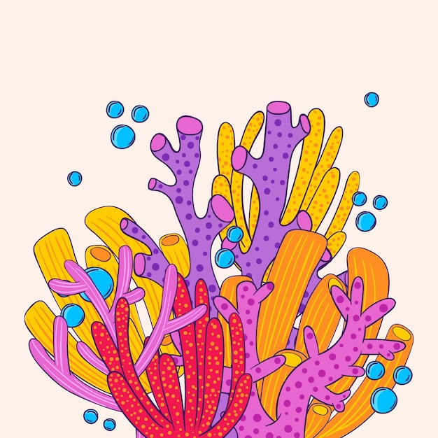 dibujado a mano ilustración de coral de dibujos animados