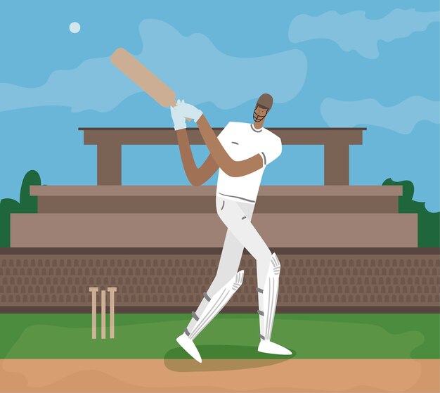 Dibujado a mano ilustración de cricket ipl