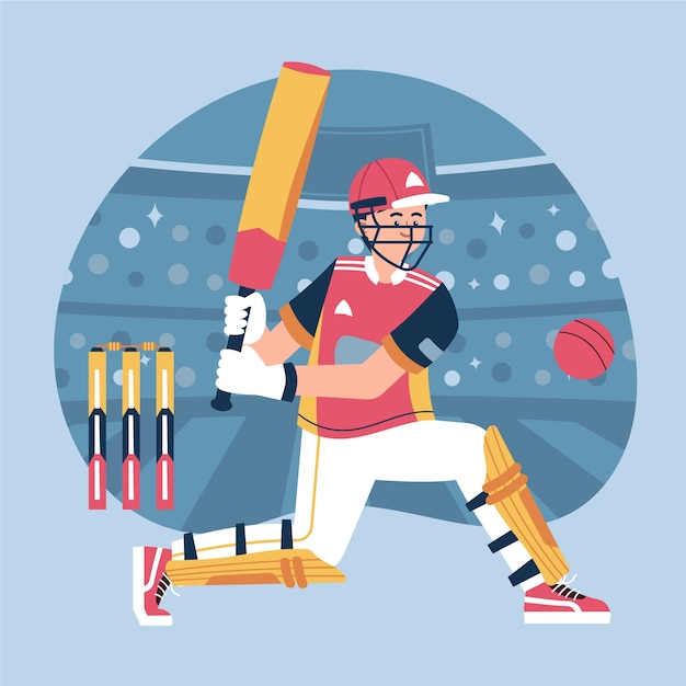 Dibujado a mano ilustración de cricket ipl