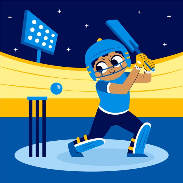 Dibujado a mano ilustración de cricket ipl