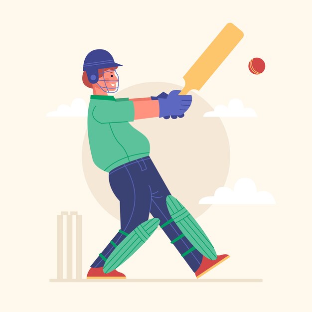 Dibujado a mano ilustración de cricket ipl