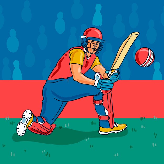 Dibujado a mano ilustración de cricket ipl