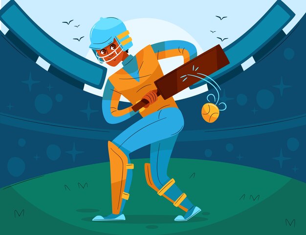 Vector gratuito dibujado a mano ilustración de cricket ipl