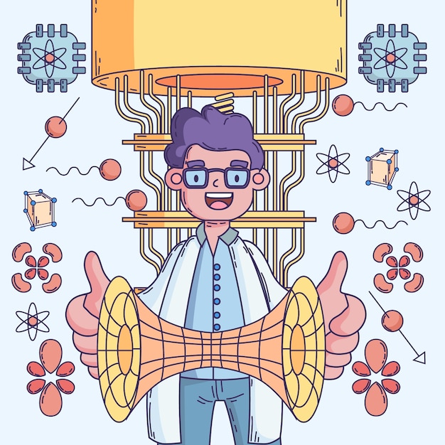 Dibujado a mano ilustración cuántica
