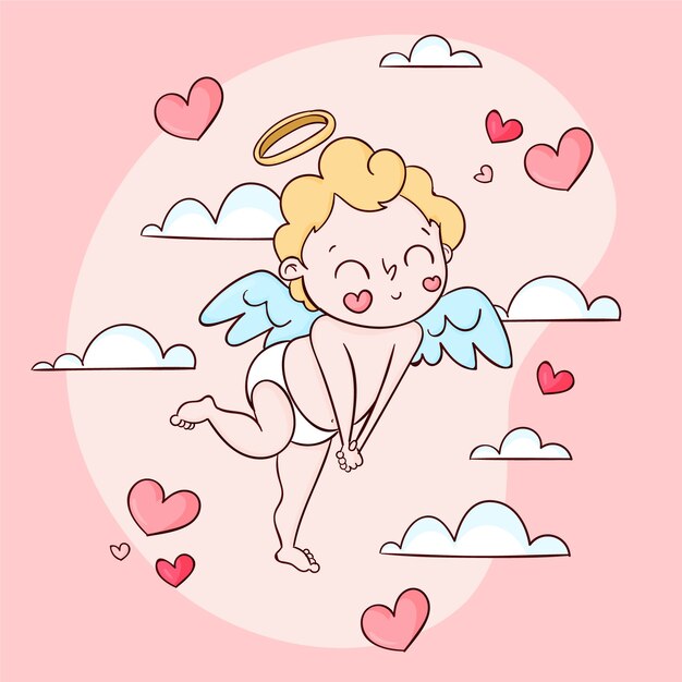 Dibujado a mano ilustración de cupido de san valentín