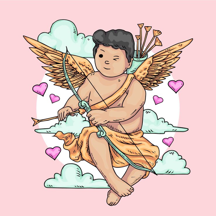 Vector gratuito dibujado a mano ilustración de cupido de san valentín