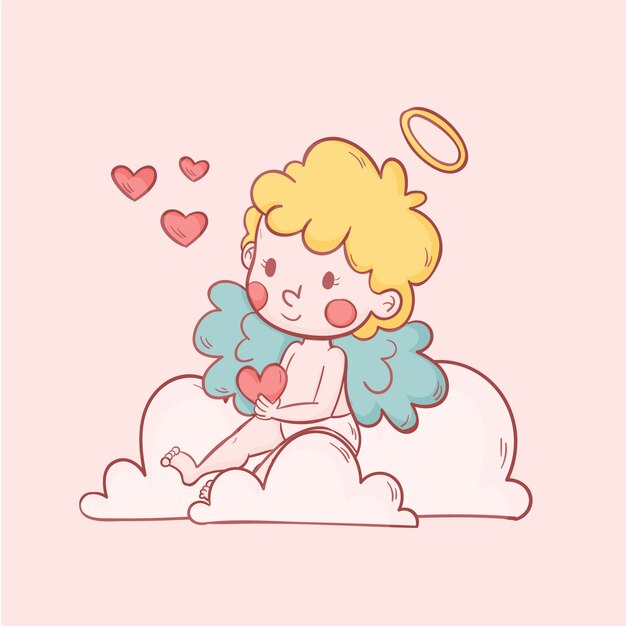 Dibujado a mano ilustración de cupido de san valentín