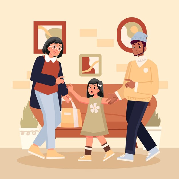 Dibujado a mano ilustración de custodia infantil