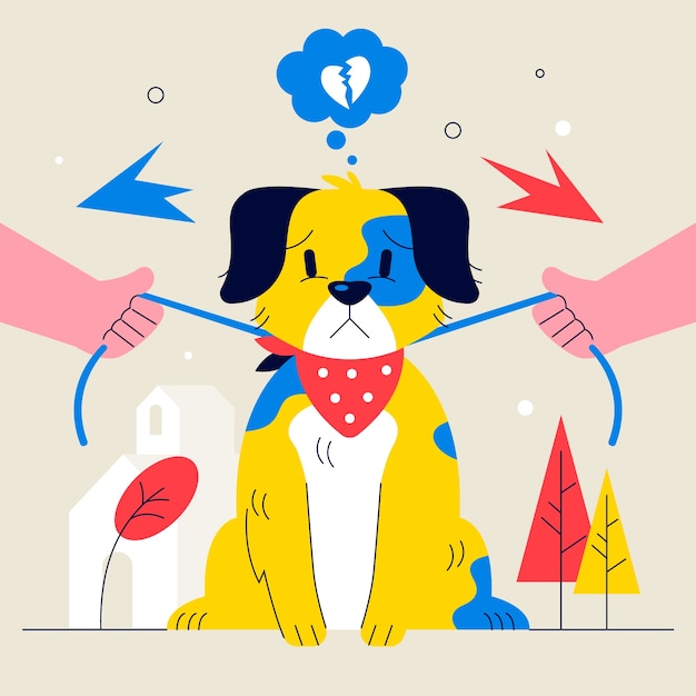 Dibujado a mano ilustración de custodia de mascotas