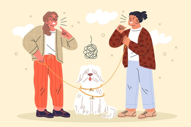 Dibujado a mano ilustración de custodia de mascotas