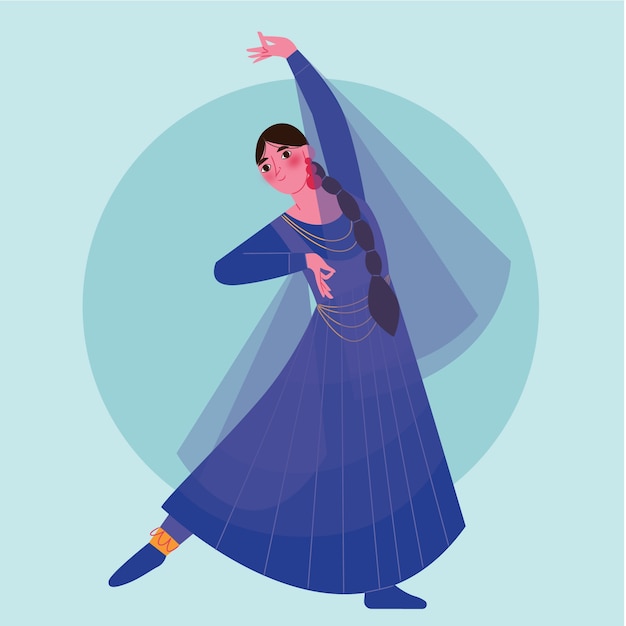 Dibujado a mano ilustración de danza bharatanatyam