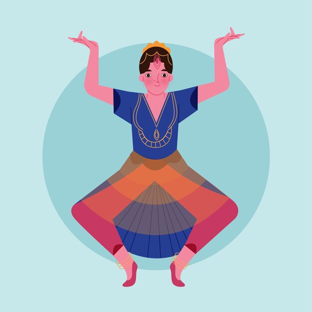 Dibujado a mano ilustración de danza bharatanatyam