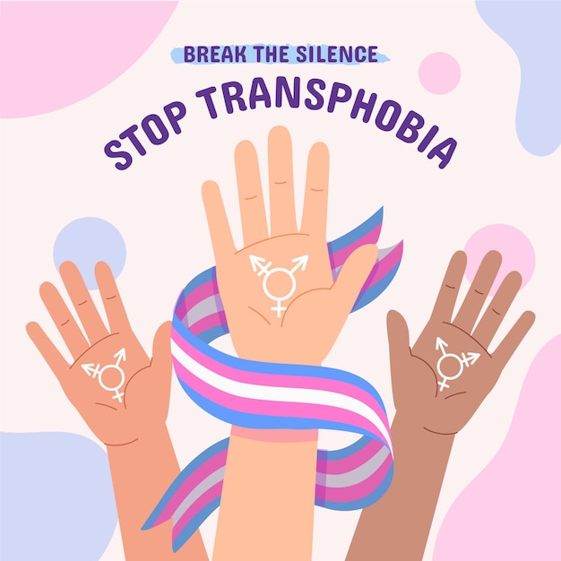 Vector gratuito dibujado a mano ilustración de detener la transfobia