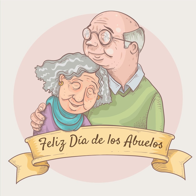 Vector gratuito dibujado a mano ilustración dia de los abuelos