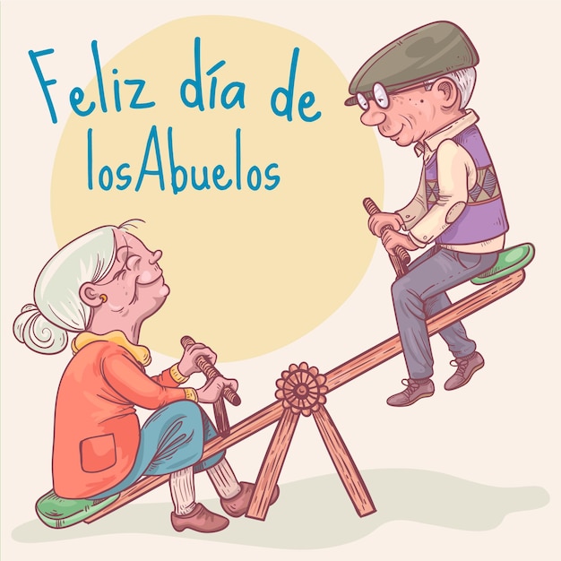 Dibujado a mano ilustración dia de los abuelos